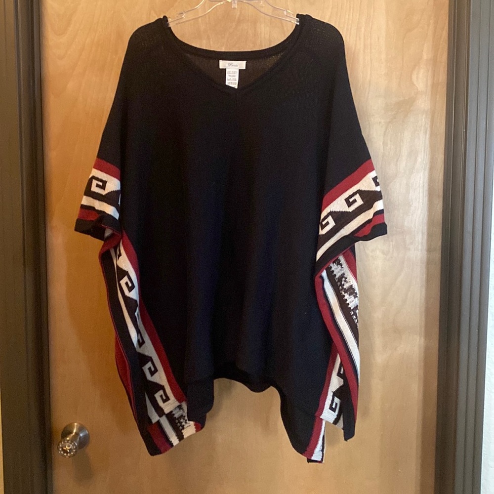 Pronto black sweater poncho; one size
